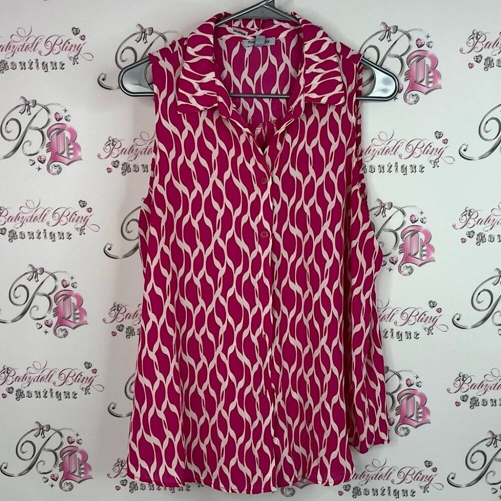 Floral & ivy tank top boho flowy Chic Fuchsia Patterned Sleeveless Blouse